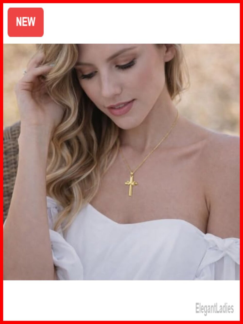14K Gold Cross Necklace for Women Small Infinity Pendant Chain - Picture 2 of 5